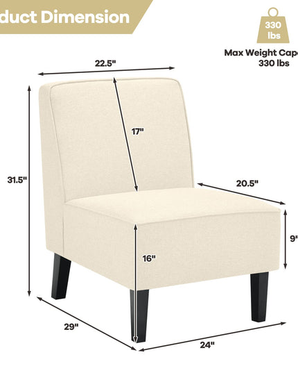 Giantex Upholstered Accent Chair Set of 2, Fabric Single Sofa Armless Accent Chair, Beige