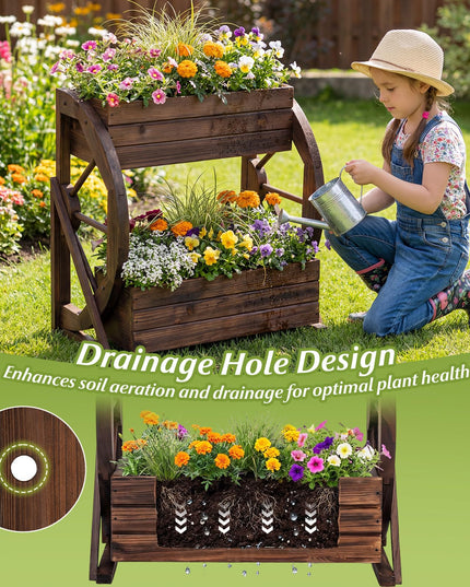 Jardinière de jardin à 2 niveaux Giantex avec trous de drainage pour fleurs, herbes et légumes