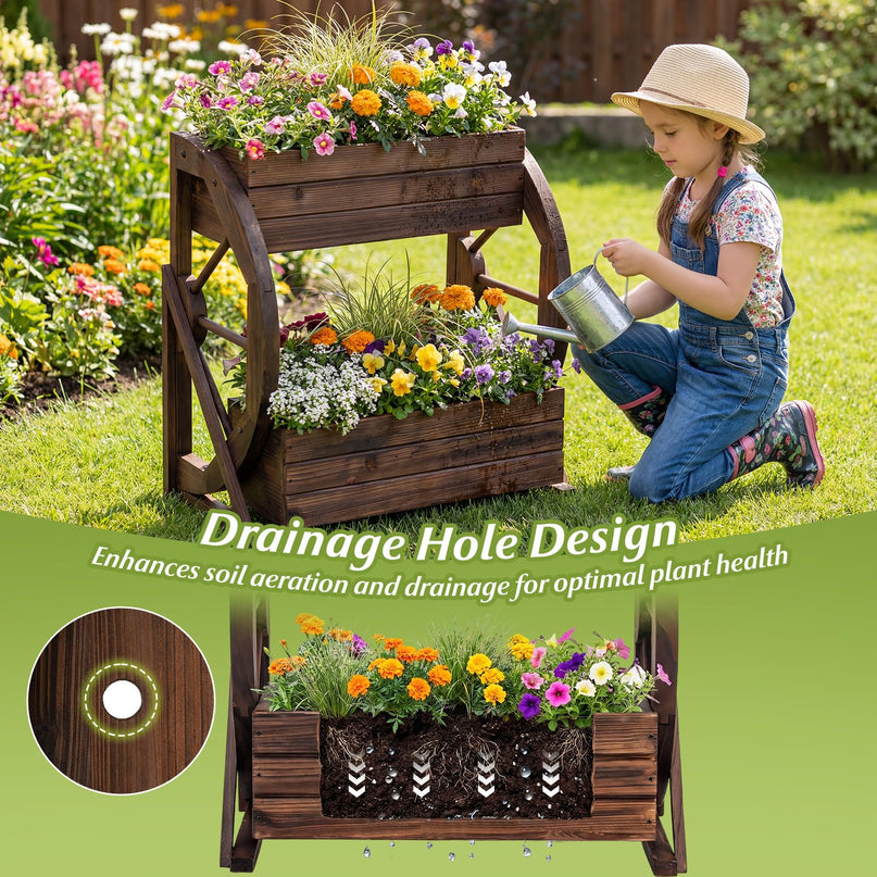 Giantex 2-Tier Garden Planter with Drainage Holes for Flowers Herbs Vegetables