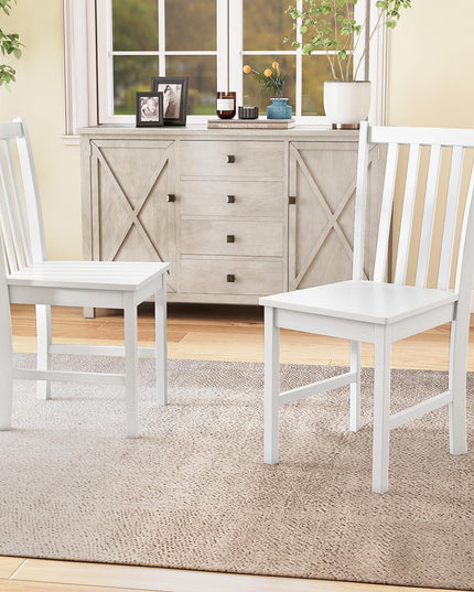 Giantex Wooden Dining Chairs Set of 2/4 100% Solid Rubber Wood Kitchen Chair