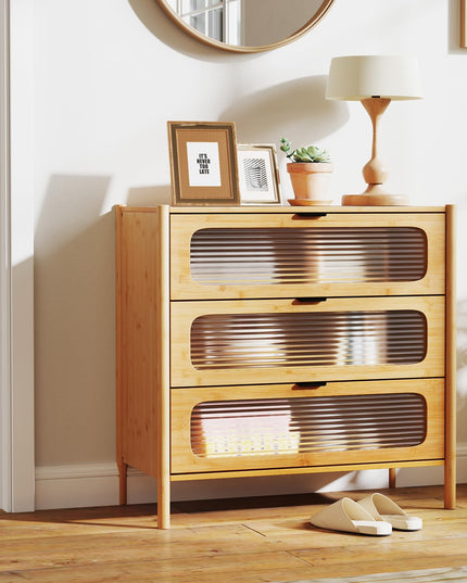 Giantex Bamboo 3-Drawer Storage Cabinet