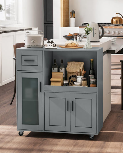 Giantex Kitchen Island with Storage, Kitchen Cart with Wheels
