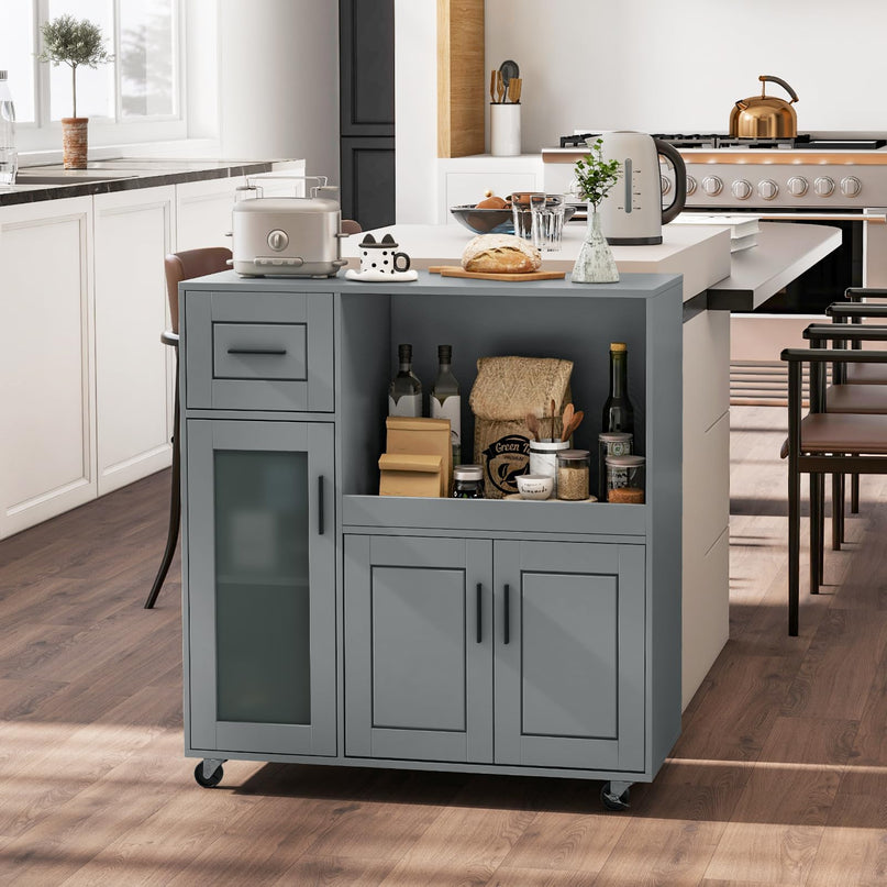 Giantex Kitchen Island with Storage, Kitchen Cart with Wheels