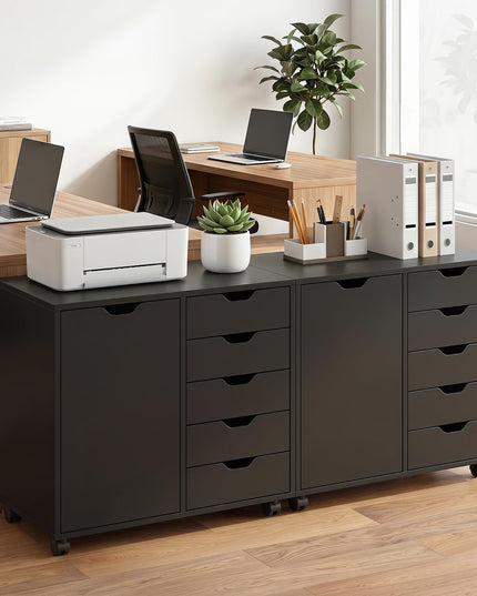 Giantex 5-Drawer File Cabinet with Door and Adjustable Shelf