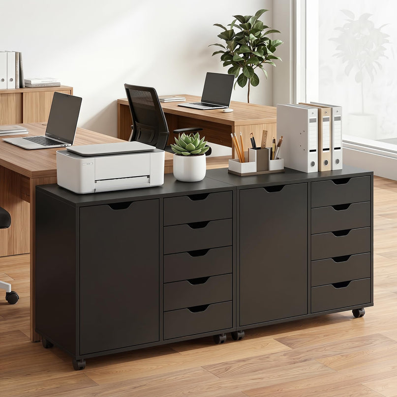 Giantex 5-Drawer File Cabinet with Door and Adjustable Shelf