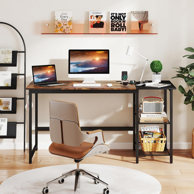 Giantex 59 Inch Computer Desk with Charging Station Study Writing Desk