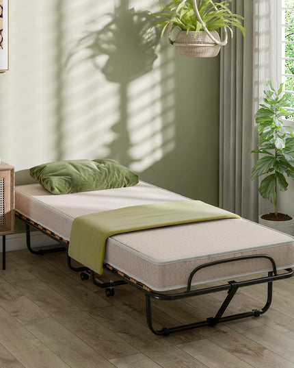 Giantex Folding Bed with Mattress - Single Cot Foldable Bed with 4" Mattress for Adults