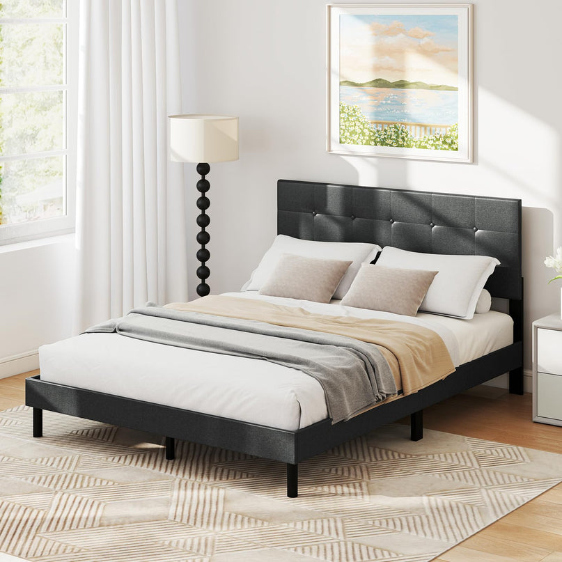 Giantex Queen Bed Frame with Button Tufted Headboard