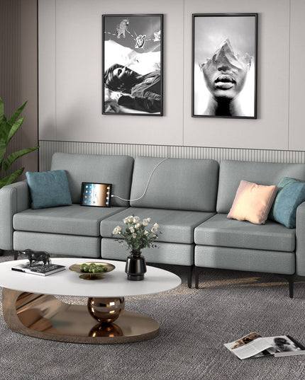 Giantex 3 Seat Sectional Sofa Couch, 94.5" L Modular Sleeper