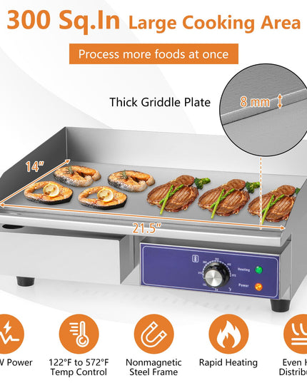 22" Electric Griddle 2000W - Giantex