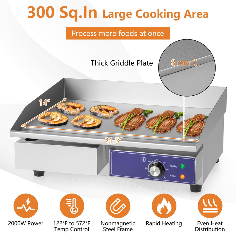 22" Electric Griddle 2000W - Giantex