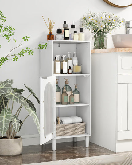 Giantex Bathroom Storage Cabinet with Removable Shelf & Fluted Tempered Glass Door