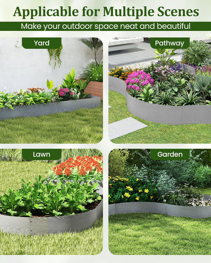 Giantex 6 Pack Galvanized Steel Landscape Edging No Dig Hammer-in Strips with Gloves