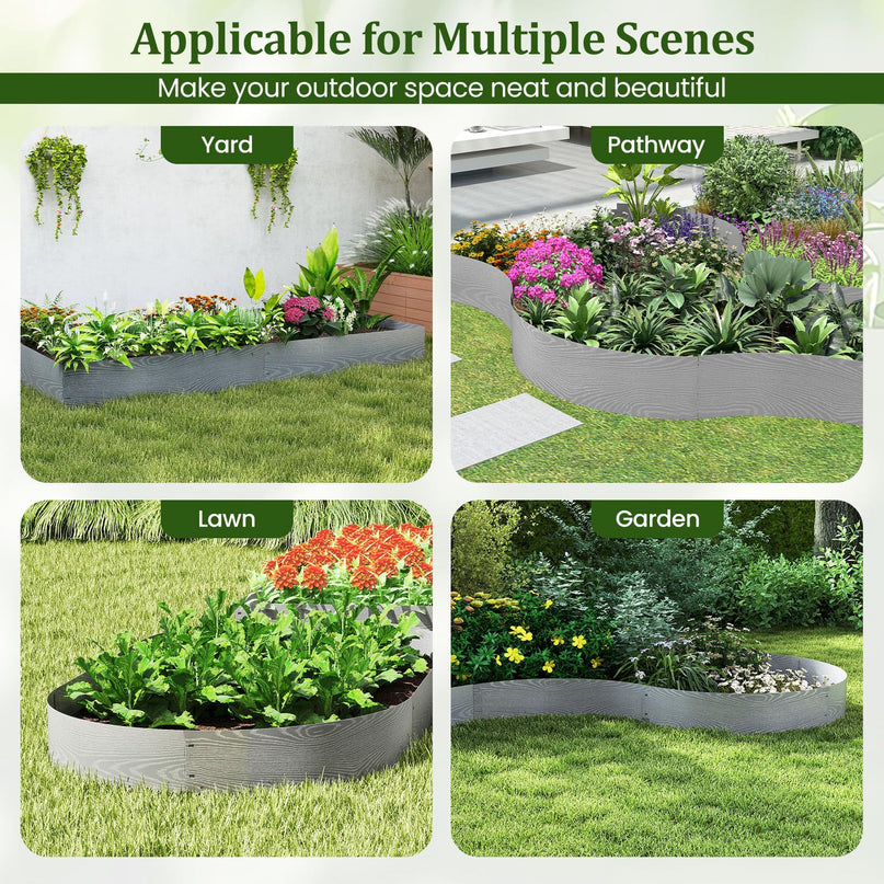 Giantex 6 Pack Galvanized Steel Landscape Edging No Dig Hammer-in Strips with Gloves