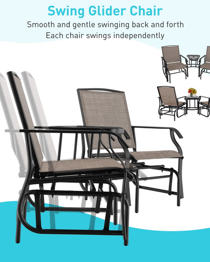Chaises planeur d'extérieur Giantex avec table et trou pour parasol