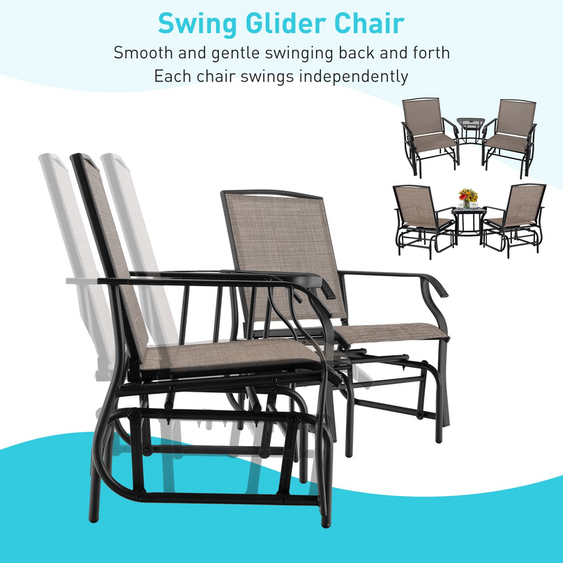 Chaises planeur d'extérieur Giantex avec table et trou pour parasol