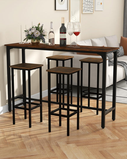 Giantex Industrial Bar Stools Set of 4, 28" Backless Counter Height Bar Stools, Kitchen Island Stools with Footrest