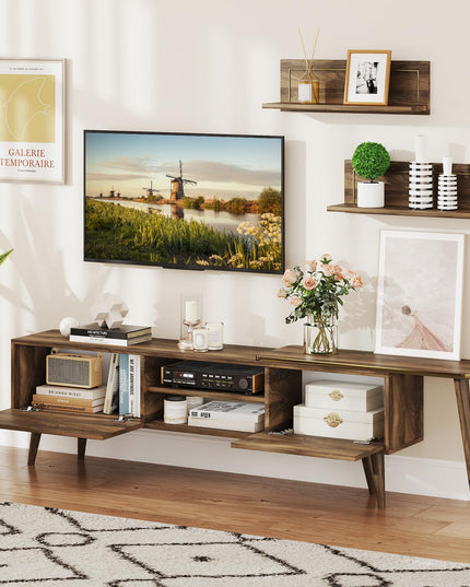 Giantex 85 Inch TV Stand and 2 Floating Shelves Set