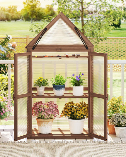 Giantex Garden Cold Frame  Mini Greenhouse Storage Shelves