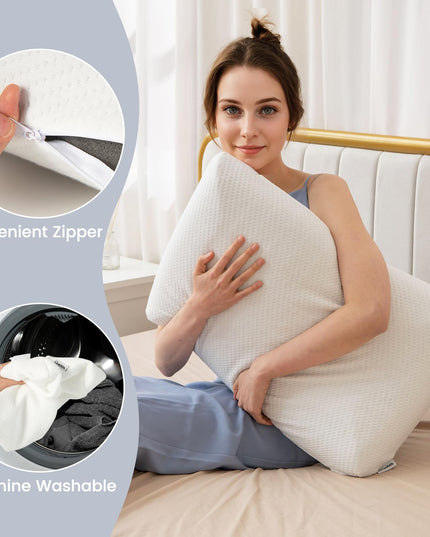 Giantex Charcoal Memory Foam Pillow 2 Pack, 3D Cutting Ventilated Pillows with Washable Cover, Back & Side Sleeper Pillows