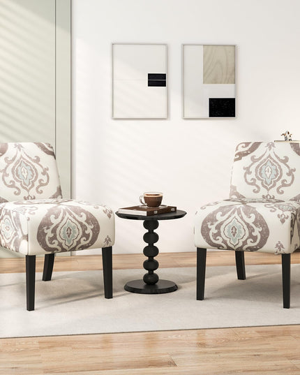 Giantex Armless Accent Chair Set of 1/2/4, Upholstered Living Room Chair with Rubber Wood Legs