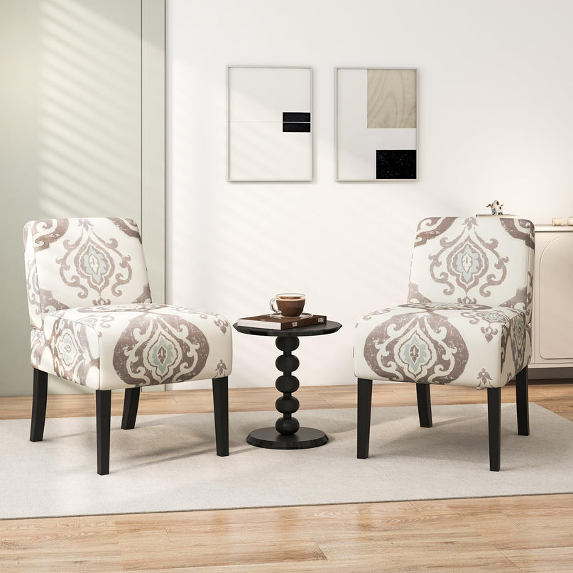 Giantex Armless Accent Chair Set of 1/2/4, Upholstered Living Room Chair with Rubber Wood Legs