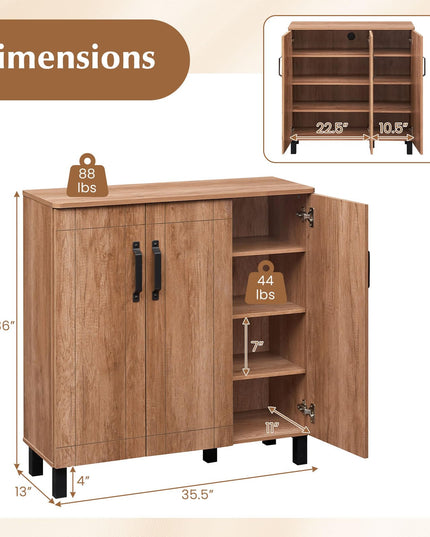 Meuble à chaussures en bois à 5 niveaux Giantex avec 3 portes