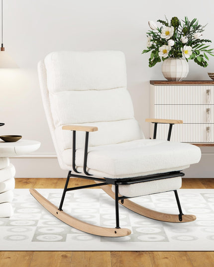 Giantex Rocking Chair Nursery Teddy Upholstered Rocker Chair