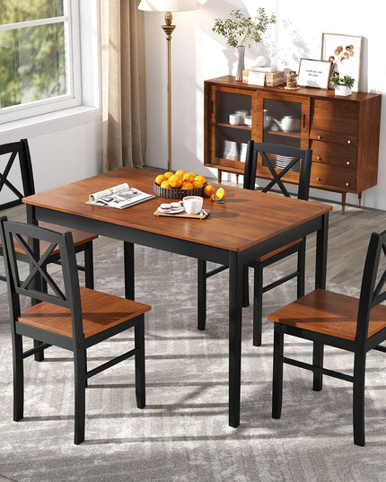 Giantex 5 Piece Dining Table Set for 4 with Rubber Wood Legs