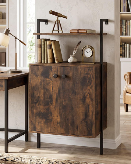 Giantex 38" Tall Industrial Wall Mount Bookshelf with Storage Cabinet (1/2)