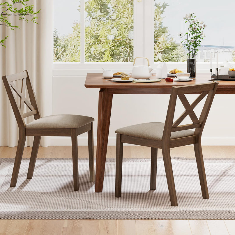 Giantex Wooden Dining Chairs Set of 2/4 with Rubber Wood Legs