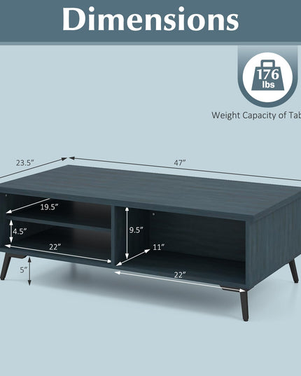 Giantex Mid Century Modern Coffee Table with Storage Shelves