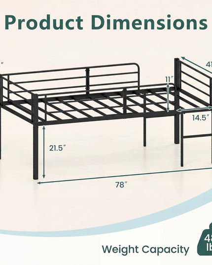Giantex Twin Low Loft Bed with 21.5" H Under-Bed Space