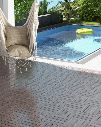 Giantex Interlocking Deck Tiles 18/36 Pack - 12" x 12" Weatherproof Composite Outdoor Flooring Covering