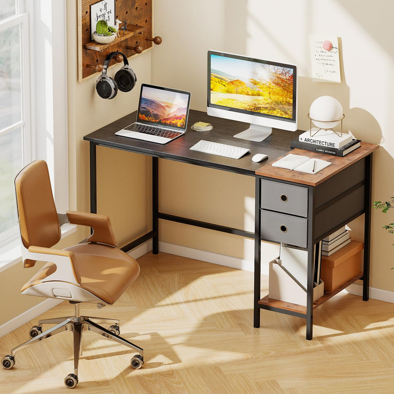 Giantex 48" Computer Desk with 2 Fabric Drawers