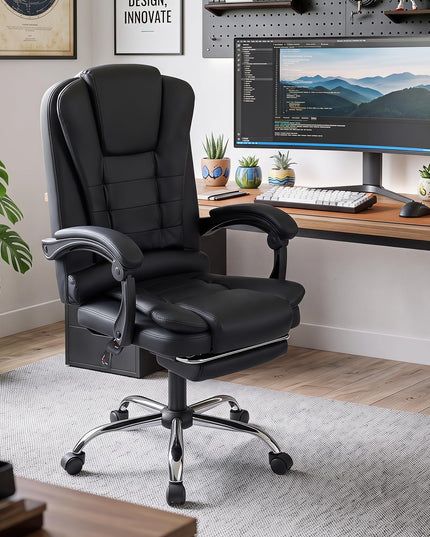 GIANTEX Massage Office Chair Comfy Desk Chair with Foot Rest