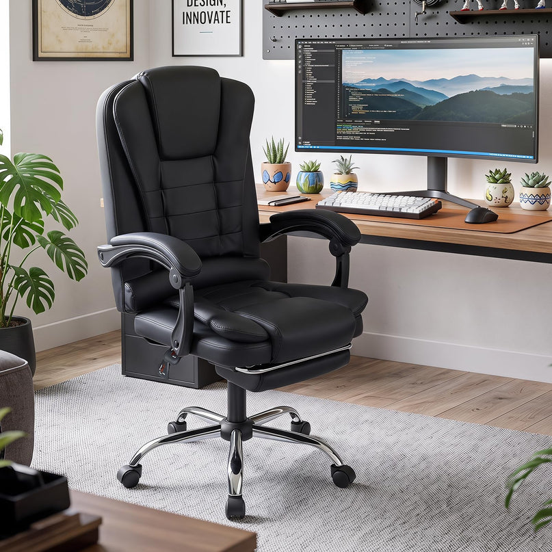 GIANTEX Massage Office Chair Comfy Desk Chair with Foot Rest