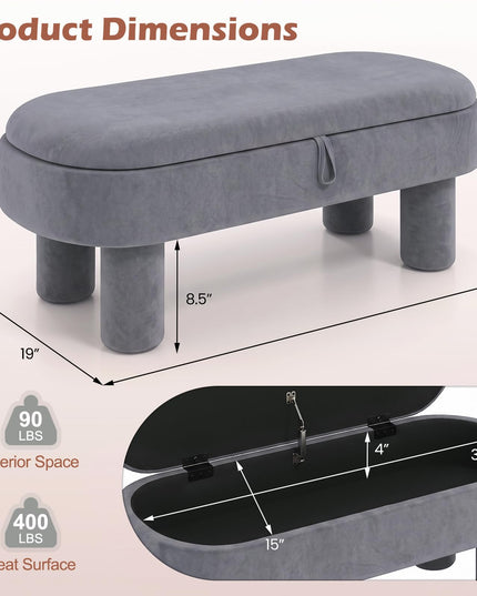 GIANTEX 41" Oval Ottoman with Storage and Upholstered Seat