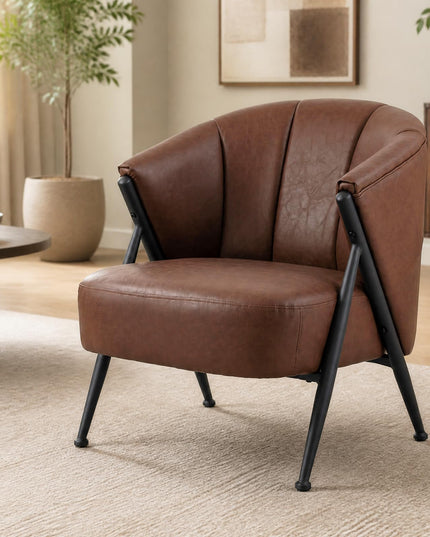 Giantex Mid Century Modern Accent Chair w/Curved Backrest & Wide Seat