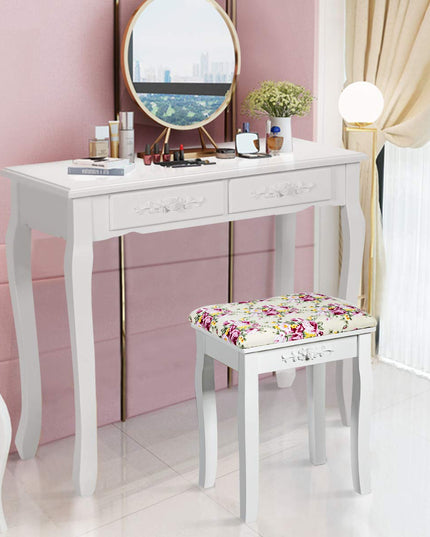 Vanity Stool Wood Dressing Padded Chair