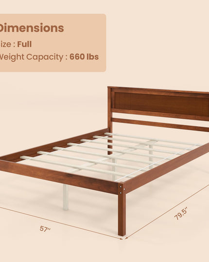 Giantex Wood Full Platform Bed with Headboard
