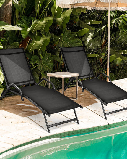 Giantex Lounge Chairs for Outside - Set of 2 Outdoor Chaise Lounge with 5 Adjustable Position