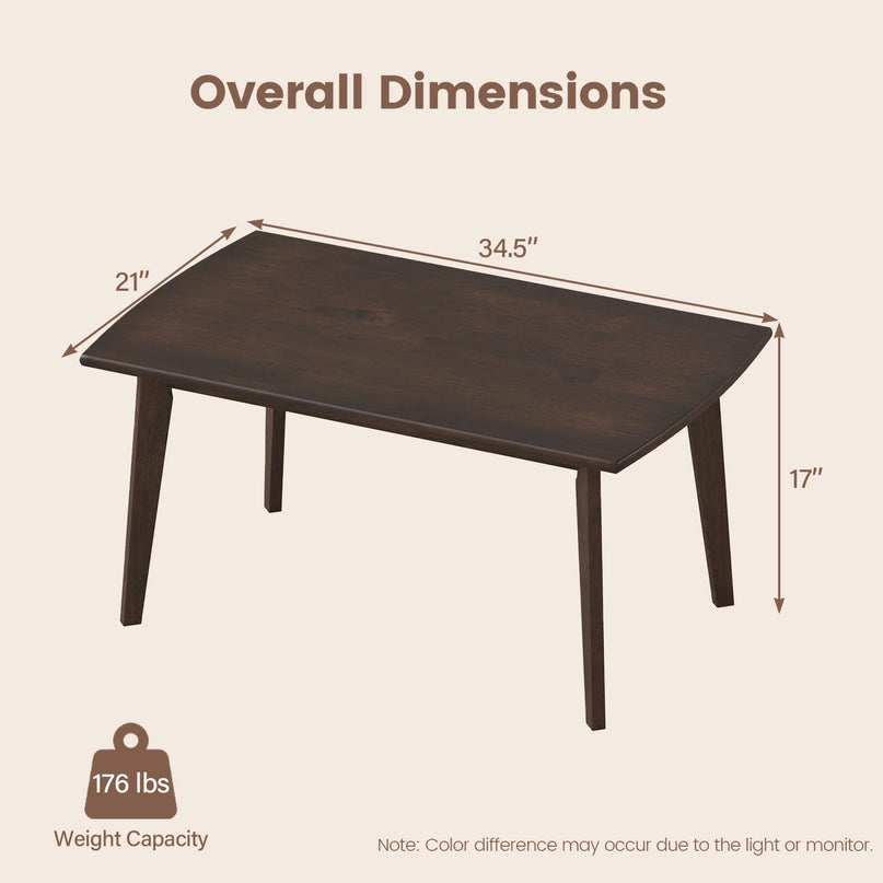 Table basse Giantex en bois massif de 34,5 po avec pieds fuselés