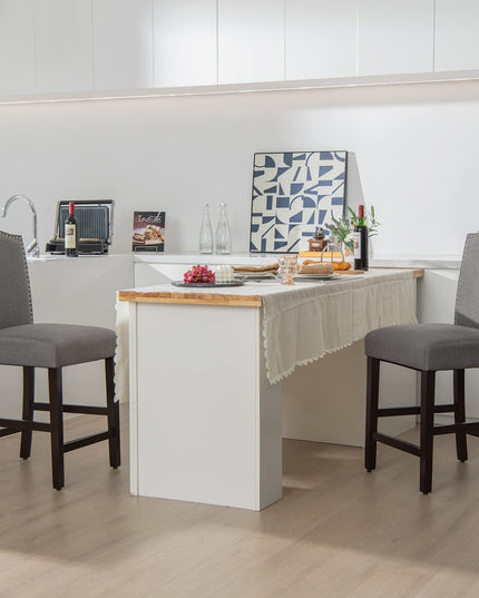 Giantex Bar Stools Set of 2, 25" Counter Height Bar Dining Chairs with Rubber Wood Legs