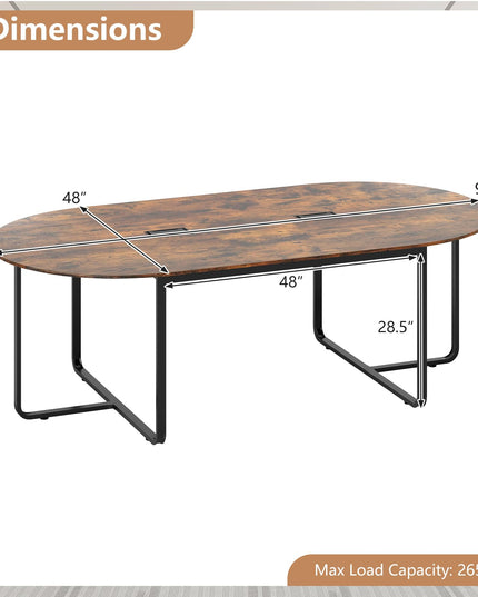 Giantex 95" Conference Table Large Oval Meeting Table for 10-12 People