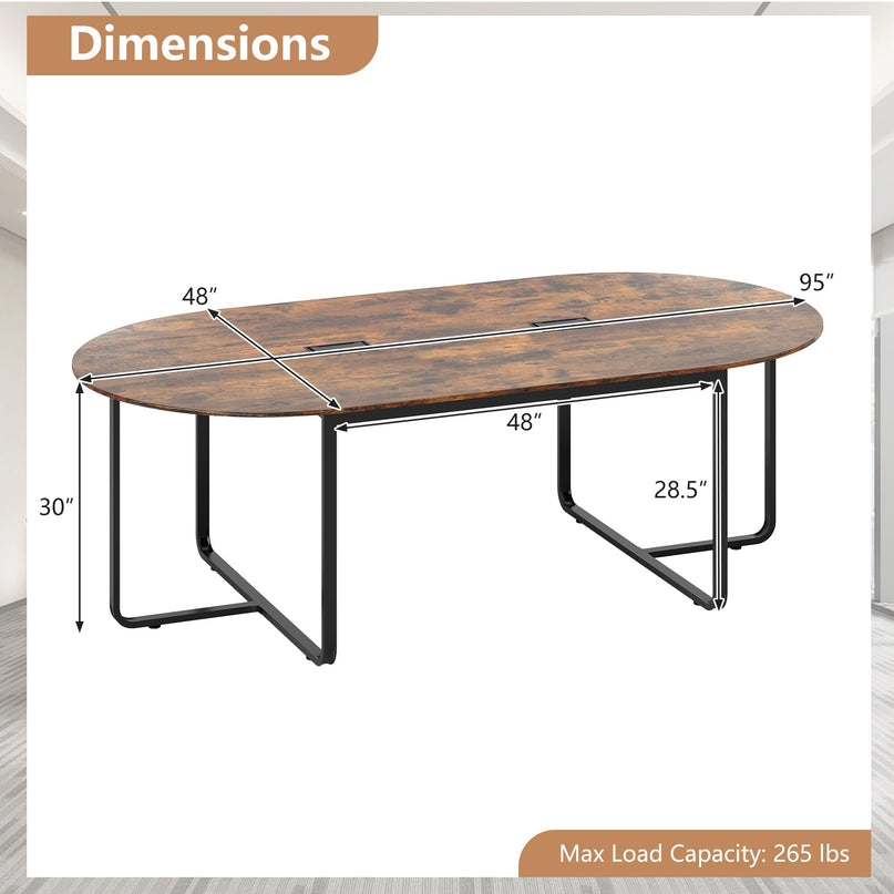 Giantex 95" Conference Table Large Oval Meeting Table for 10-12 People