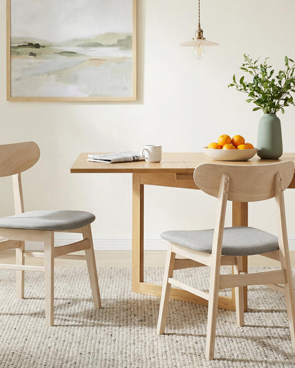 Giantex Wooden Upholstered Kitchen Chairs with Rubber Wood Legs (2/4)