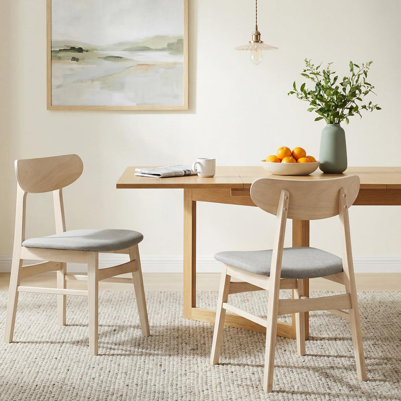 Chaises de cuisine rembourrées en bois Giantex avec pieds en bois d'hévéa (2/4)