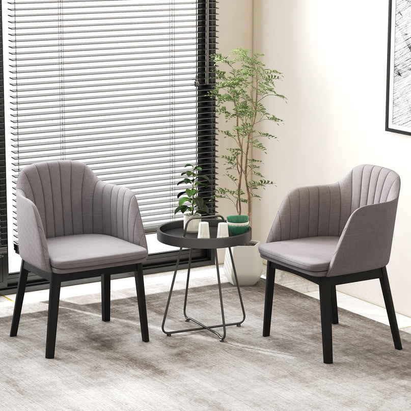 Giantex Modern Dining Chairs, Upholstered Velvet Accent Chairs w/Curved Backrests & Rubber Wood Legs
