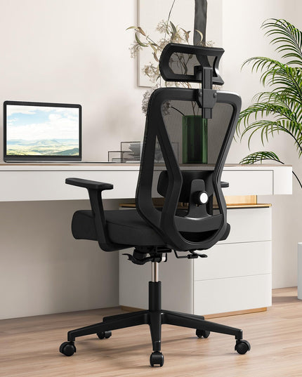 Giantex Ergonomic Mesh Office Chair, Height Adjustable Swivel Task Chair with Reclining Backrest, Adjustable Lumbar Support